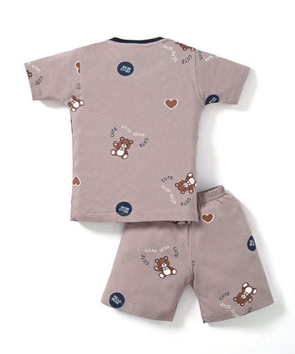 Beary Tales Half Sleeves Front Open T-Shirt & Half Pant Set