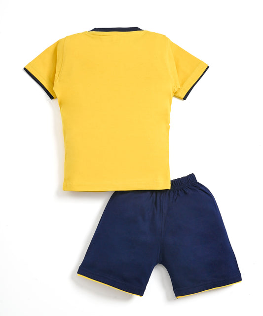 Donald Duck Half Sleeves T-Shirt & Half Pant Set | Yellow