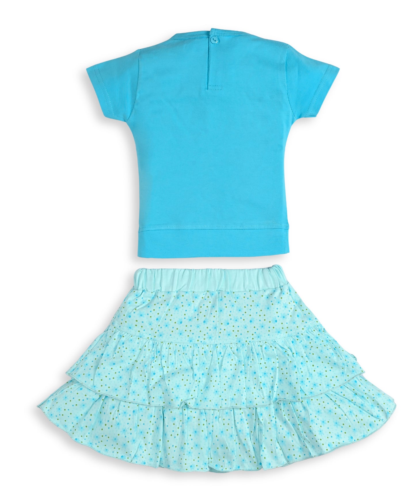 With Love Half Sleeves Top & Skirt Set | Blue