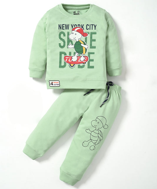 Skate Dude Full Sleeves Sweatshirt and Joggers Set | Green