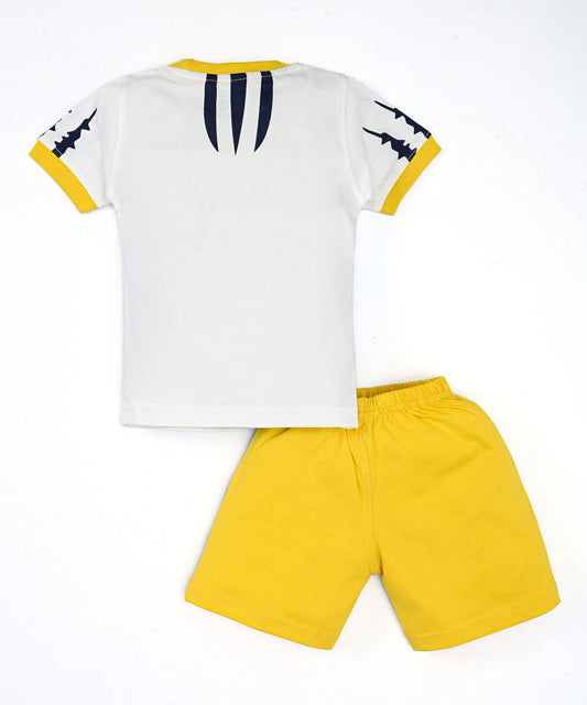 Tiger Claws Half Sleeves T-Shirt & Half Pant Set | Yellow