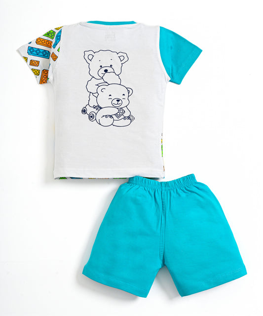 Loyable Half Sleeves T-Shirt & Half Pant Set | Blue
