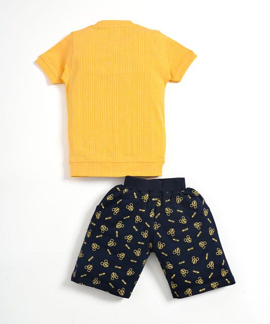 Mickey Half Sleeves T-Shirt & Shorts Set | Yellow