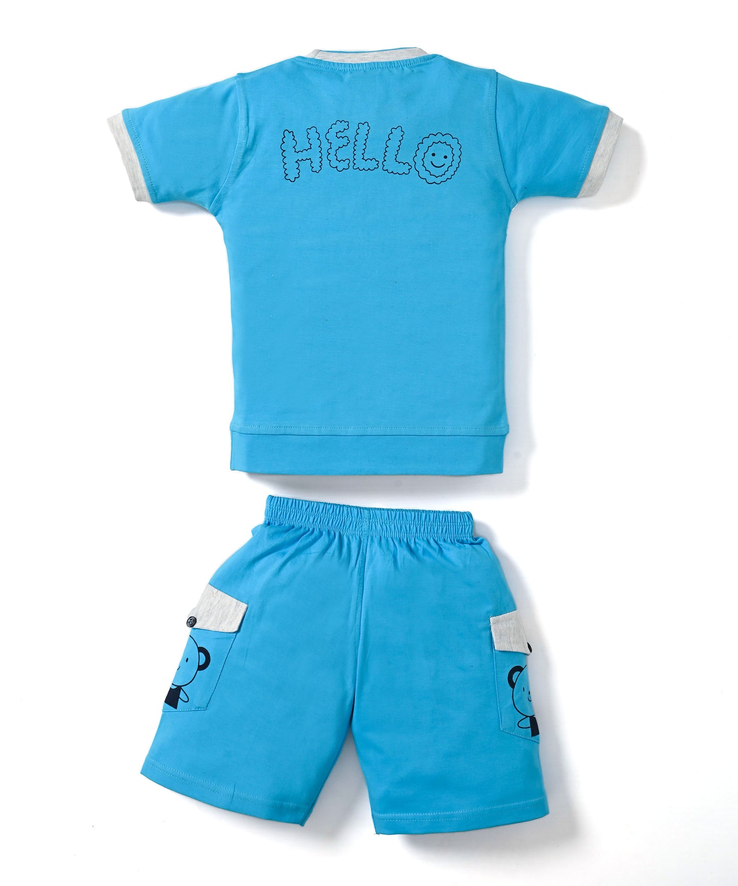 Hello Mickey Half Sleeves T-Shirt & Shorts Set | Blue