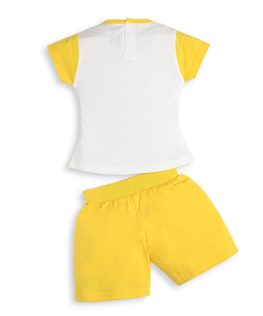 Sweet Girl Half Sleeves Top & Hot Pant Set | Yellow