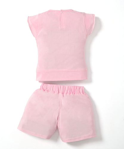 Rabbit Short Sleeves Top & Hot Pant Set | Pink
