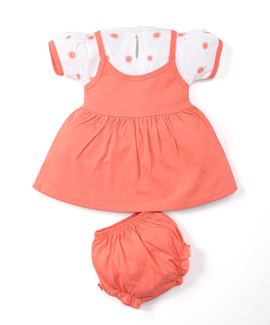 Explore Minnie Half Sleeves Frock & Bloomer Pant Set | Orange