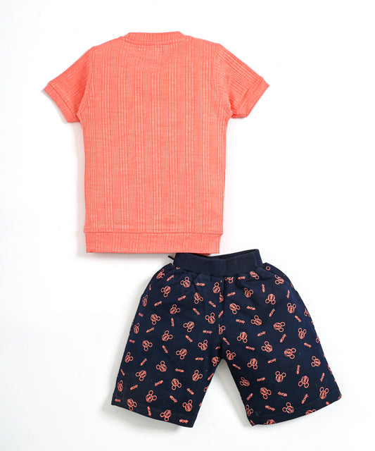 Mickey Half Sleeves T-Shirt & Shorts Set | Pink