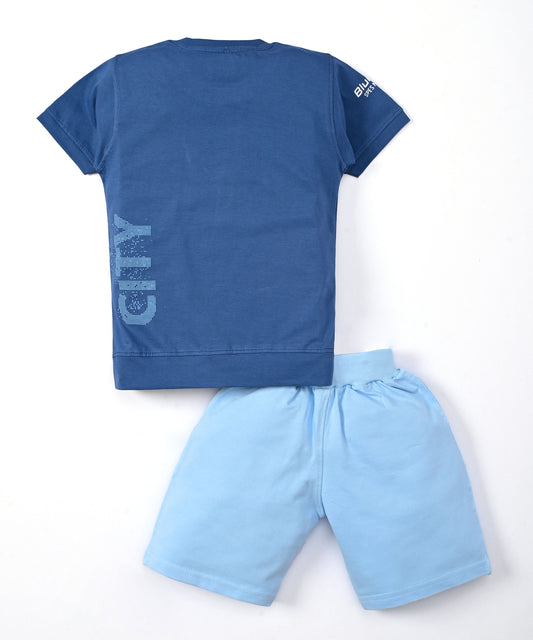 Bulls City Half Sleeves T-Shirt & Shorts Set | Blue