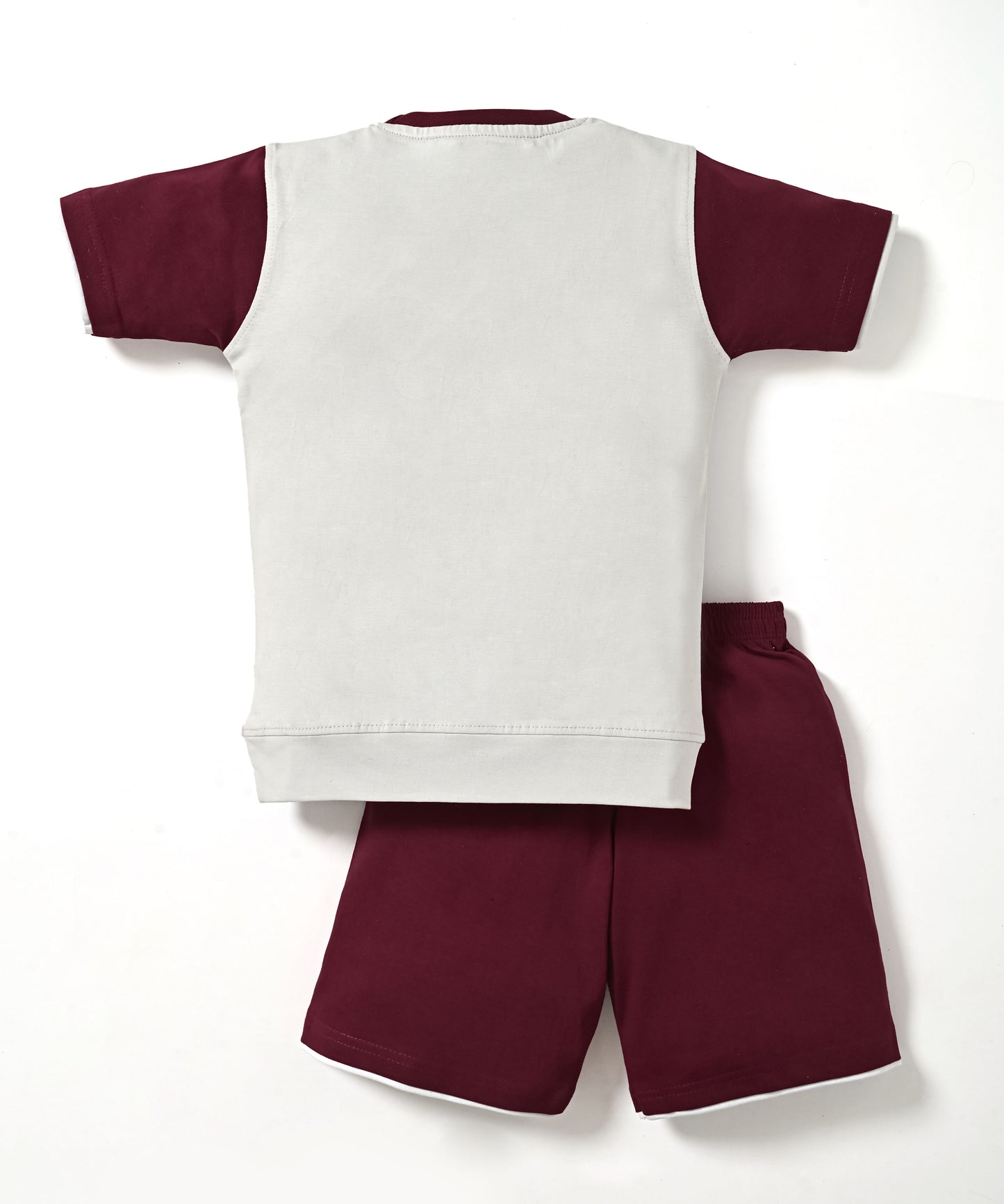 Boba Bear Half Sleeves T-Shirt & Shorts Set | Maroon