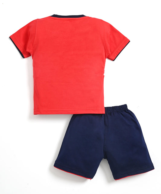 Donald Duck Half Sleeves T-Shirt & Half Pant Set | Red