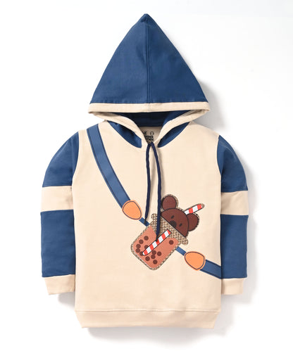 Boba Bear Full Sleeves Hooded Sweatshirt and Joggers Set | Blue
