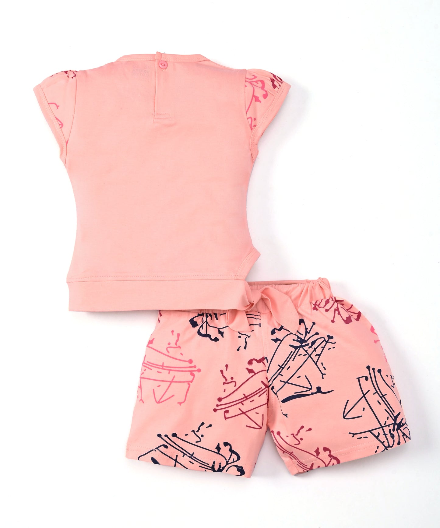Butterfly Knot Short Sleeves Top & Hot Pant Set | Pink