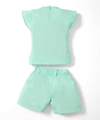 Rabbit Short Sleeves Top & Hot Pant Set | Green
