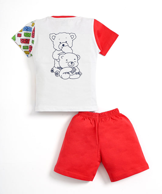 Loyable Half Sleeves T-Shirt & Half Pant Set | Red