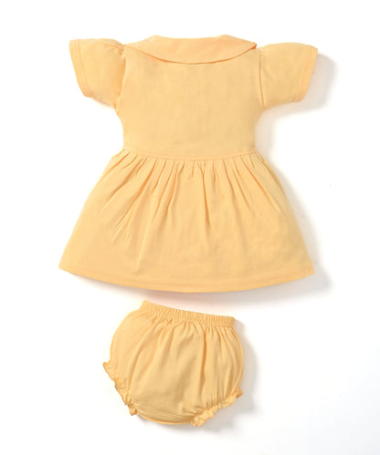 Mummy’s Cutie Half Sleeves Frock & Bloomer Pant Set | Yellow
