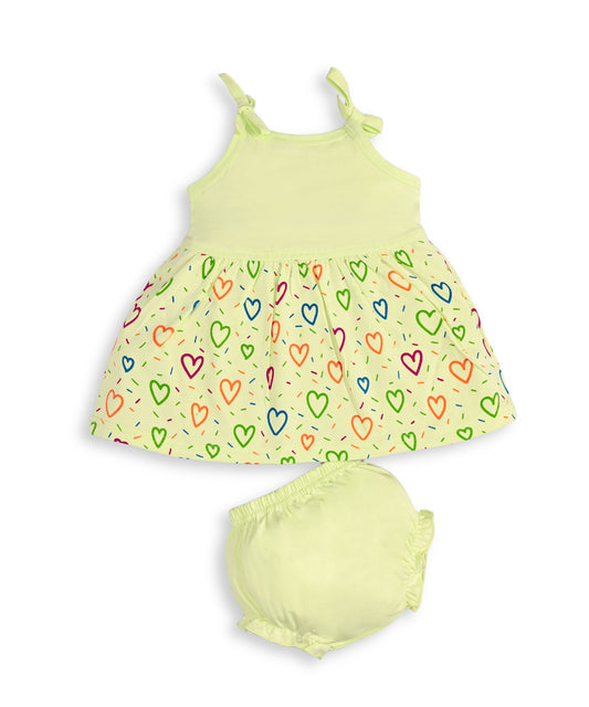 Love Mom Bandhani Straps Frock & Bloomer Pant Set | Green