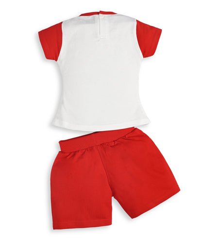 Sweet Girl Half Sleeves Top & Hot Pant Set | Red
