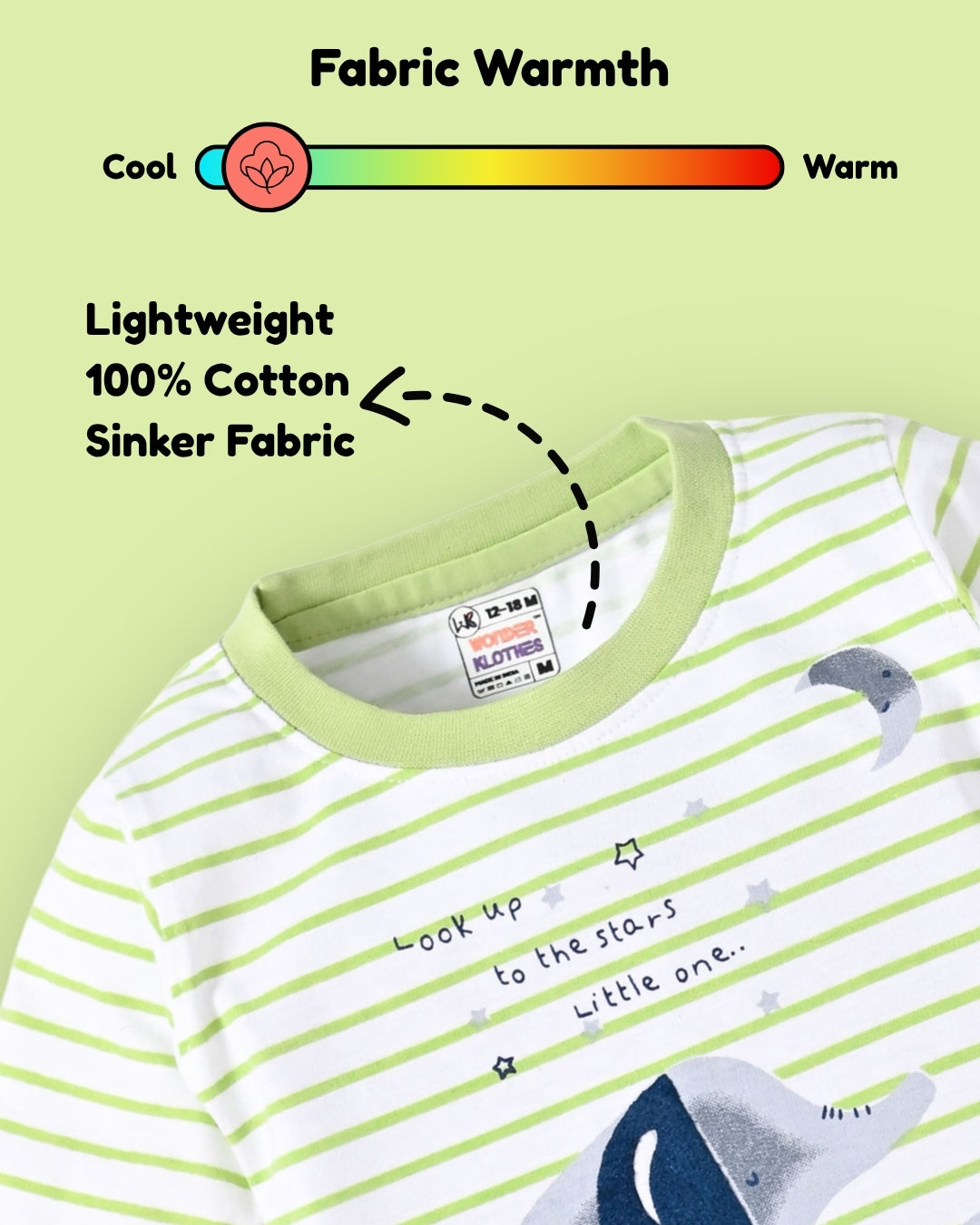 Elephant Night Full Sleeves T-Shirt & Pyjama Set | Green
