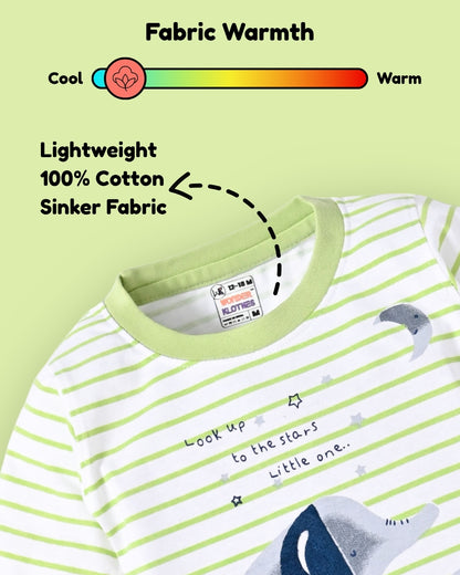 Elephant Night Full Sleeves T-Shirt & Pyjama Set | Green