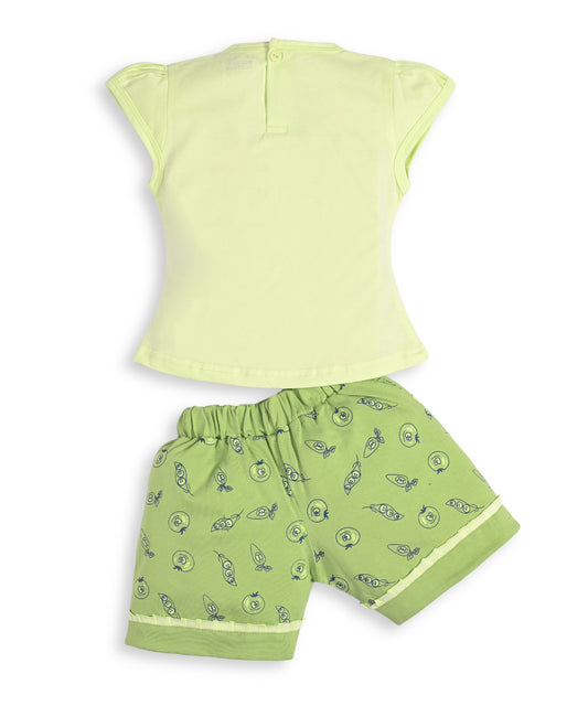 Eat More Veggies Short Sleeves Top & Hot Pant Set | Green