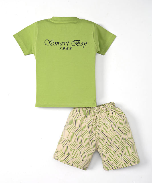 Oh Bleep Half Sleeves T-Shirt & Half Pant Set | Green