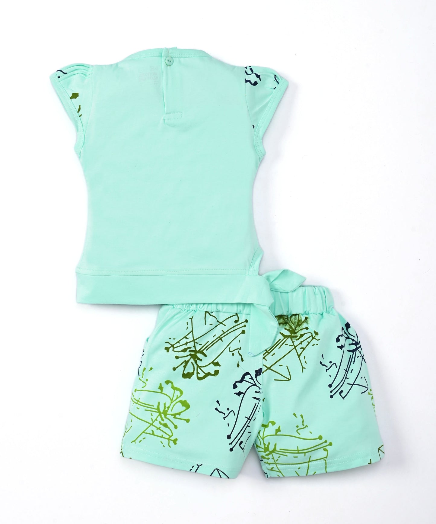 Butterfly Knot Short Sleeves Top & Hot Pant Set | Green