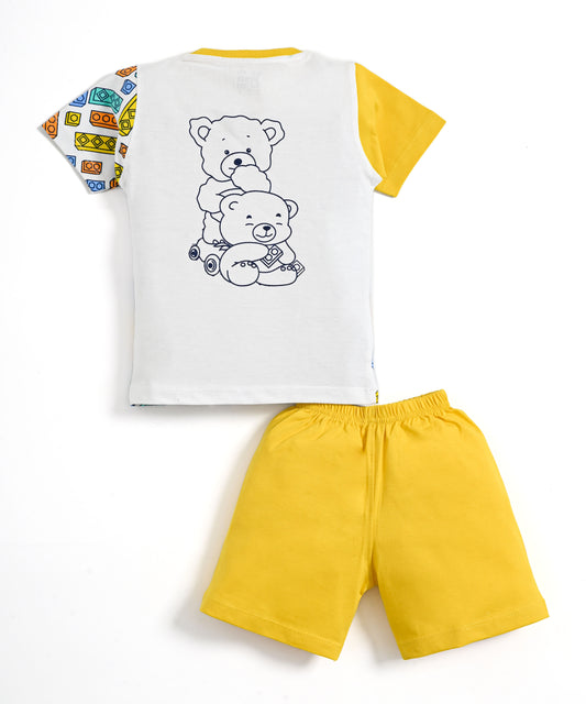 Loyable Half Sleeves T-Shirt & Half Pant Set | Yellow