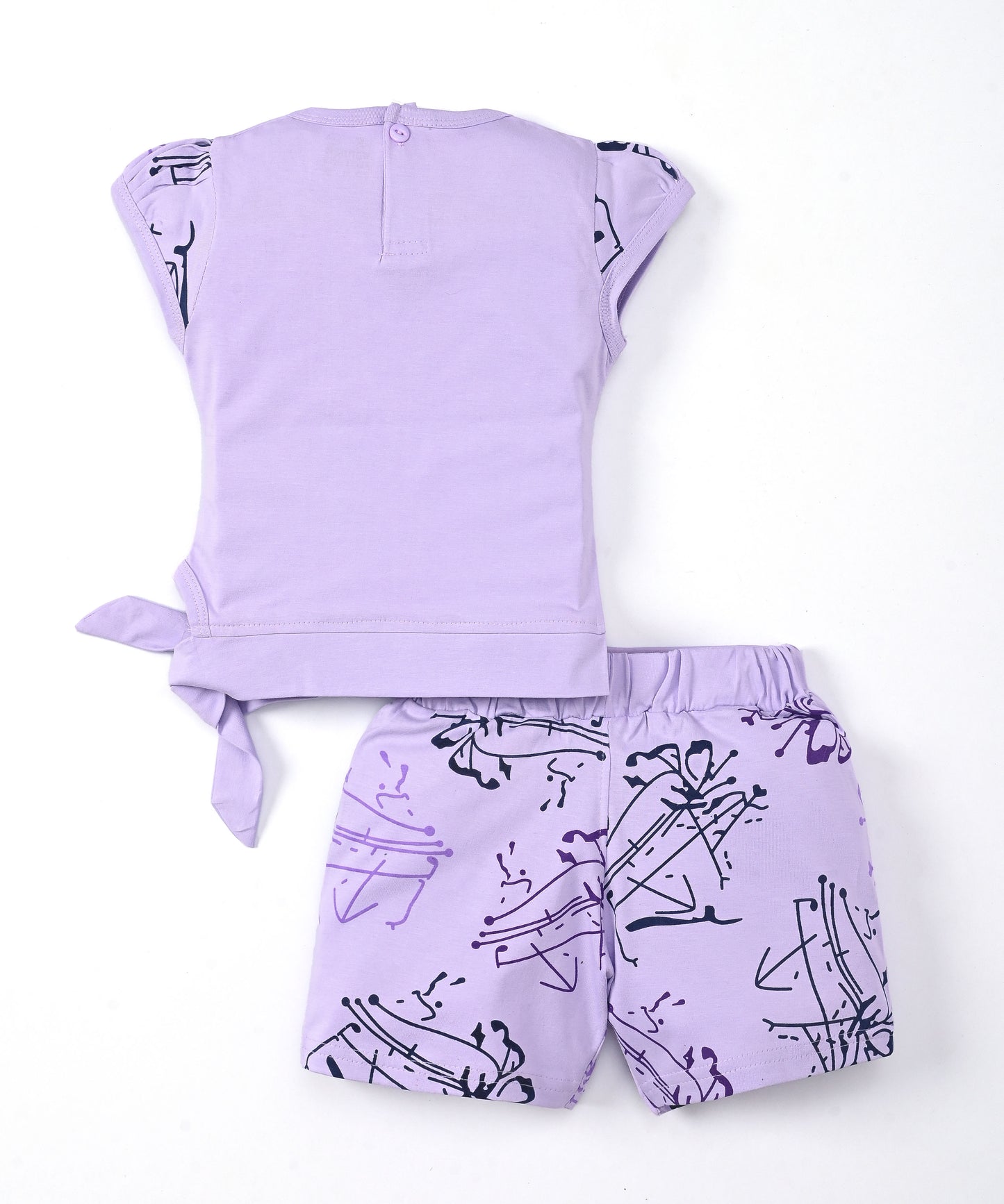 Butterfly Knot Short Sleeves Top & Hot Pant Set | Violet