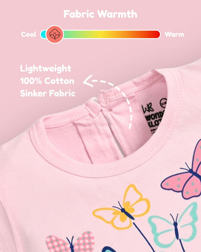 Butterfly Garden Short Sleeves Frock & Bloomer Pant Set | Pink