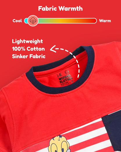 Donald Duck Half Sleeves T-Shirt & Half Pant Set | Red