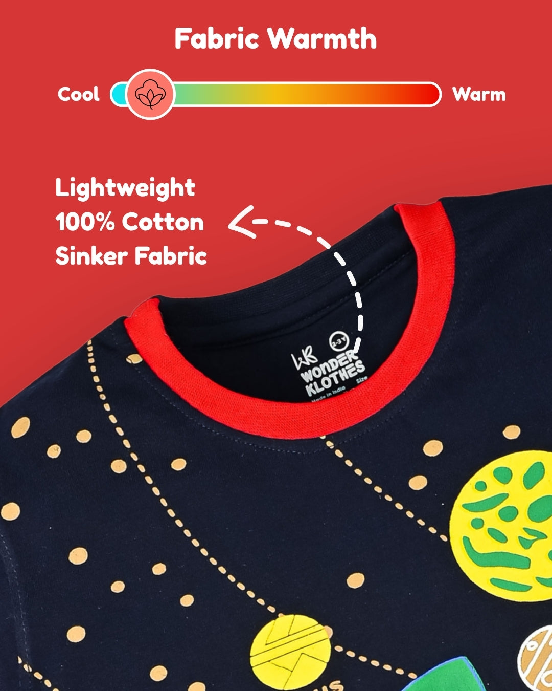 Space Explorer Half Sleeves T-Shirt & Shorts Set | Red