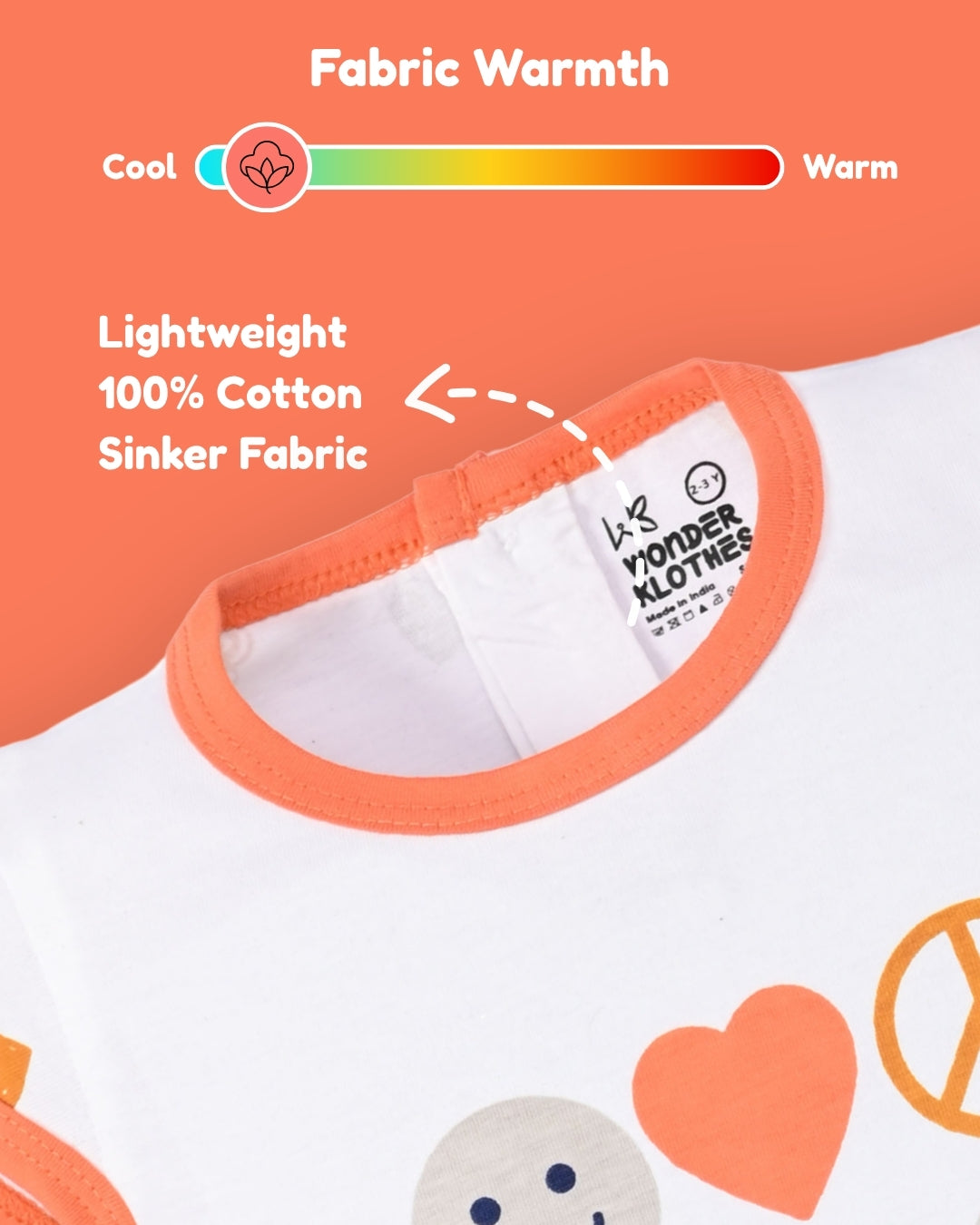 Smiley Heart Short Sleeves Top & Hot Pant Set | Orange