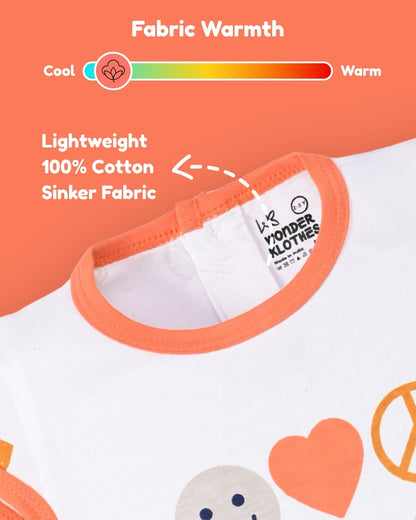 Smiley Heart Short Sleeves Top & Hot Pant Set | Orange
