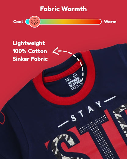 Stay Strong Half Sleeves T-Shirt & Shorts Set | Red