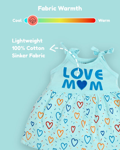 Love Mom Bandhani Straps Frock & Bloomer Pant Set | Blue