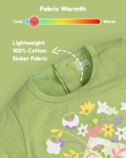 With Love Half Sleeves Top & Skirt Set | Green