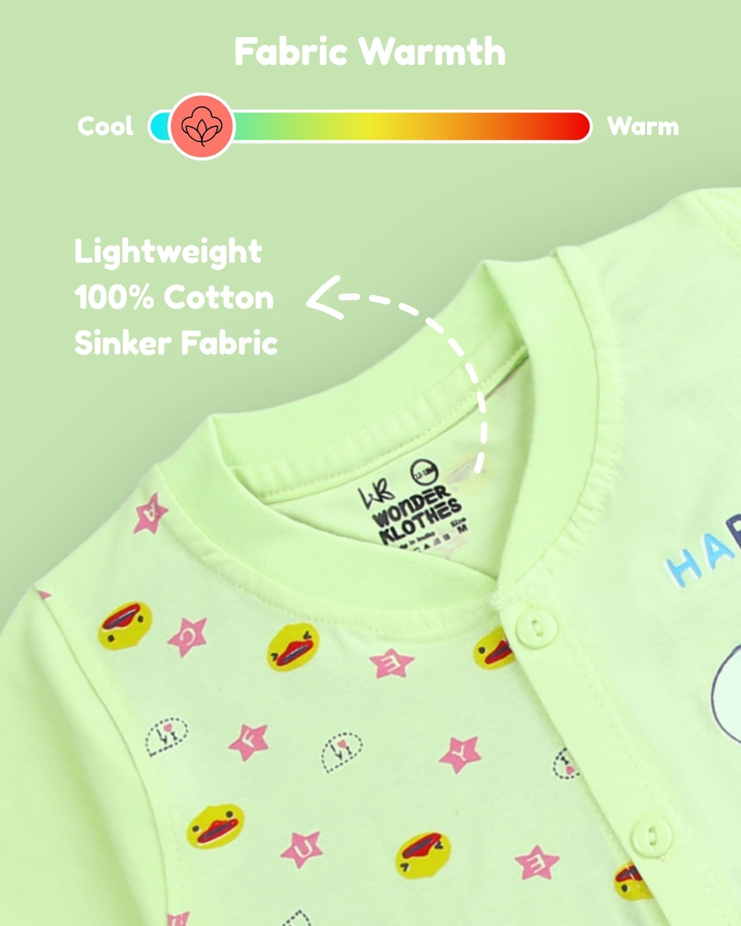Happy Bear Half Sleeves Front Open T-Shirt & Half Pant Set | Green