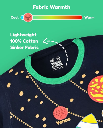 Space Explorer Half Sleeves T-Shirt & Shorts Set | Green