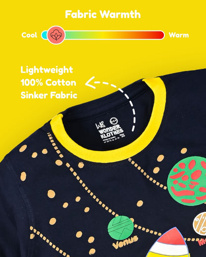Space Explorer Half Sleeves T-Shirt & Shorts Set | Yellow