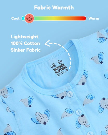 Elephant Half Sleeves Frock & Bloomer Pant Set | Blue