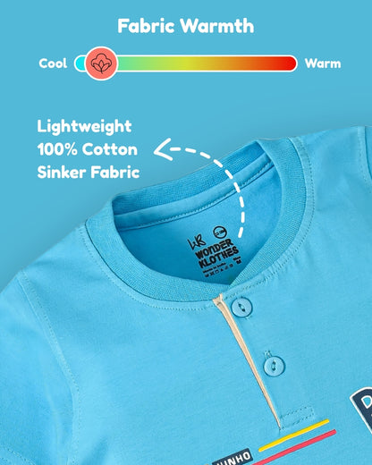 Oh Bleep Half Sleeves T-Shirt & Half Pant Set | Blue