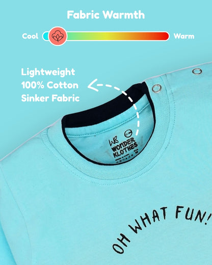 Oh What Fun Half Sleeves Shoulder Open T-Shirt & Half Pant Set | Blue
