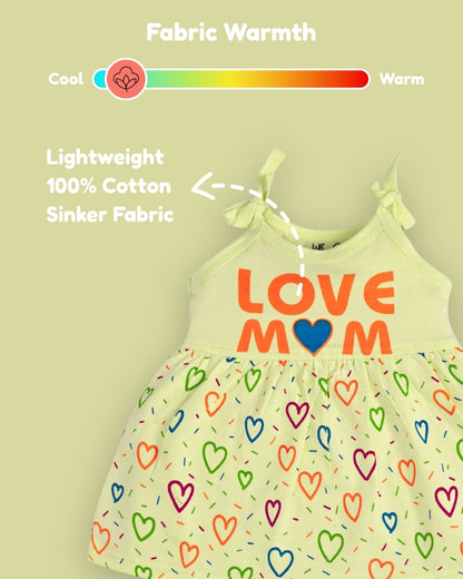 Love Mom Bandhani Straps Frock & Bloomer Pant Set | Green