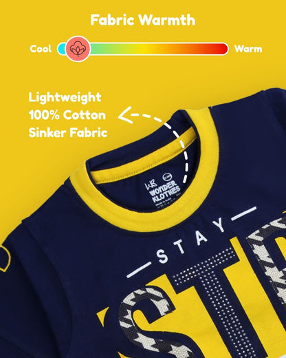 Stay Strong Half Sleeves T-Shirt & Shorts Set | Yellow