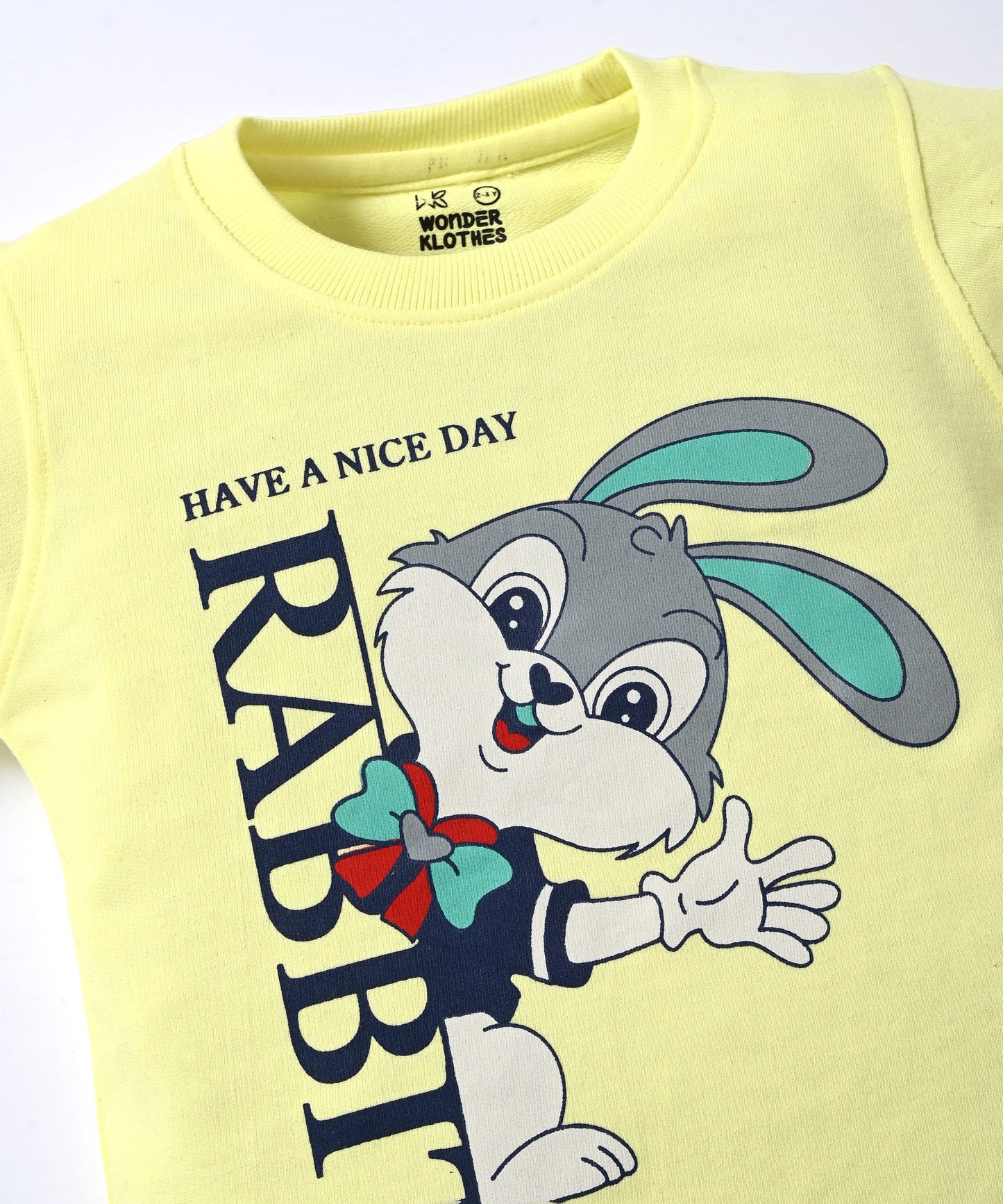 Rabbit Full Sleeves Sweatshirt and Joggers Set | Yellow