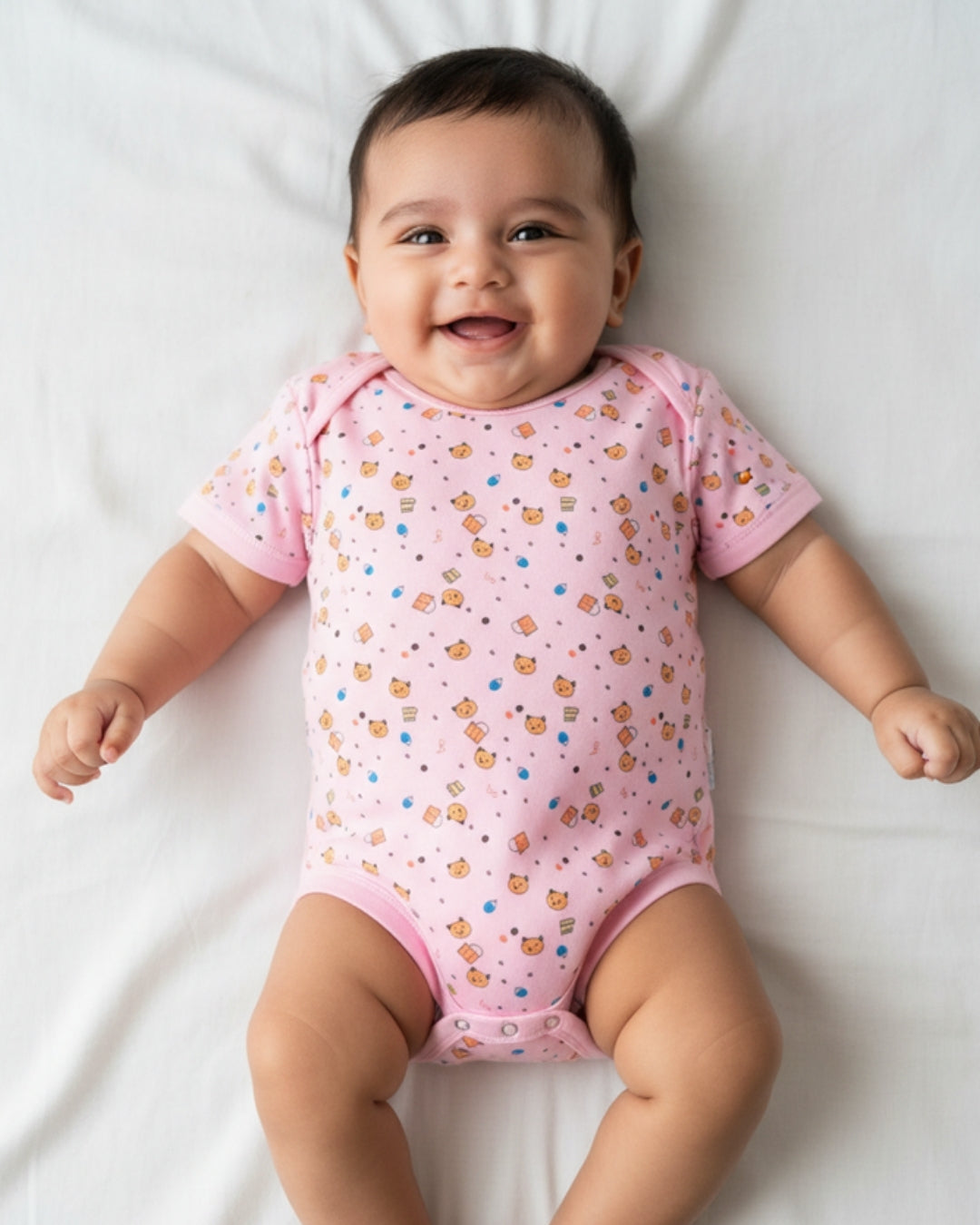 Kitten Envelope Half Sleeves Bodysuit Romper | Pink