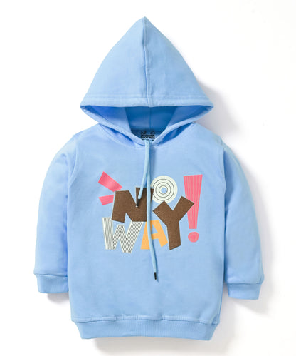 No Way Full Sleeves Fleece Hooded Sweatshirt and Joggers Set | Blue