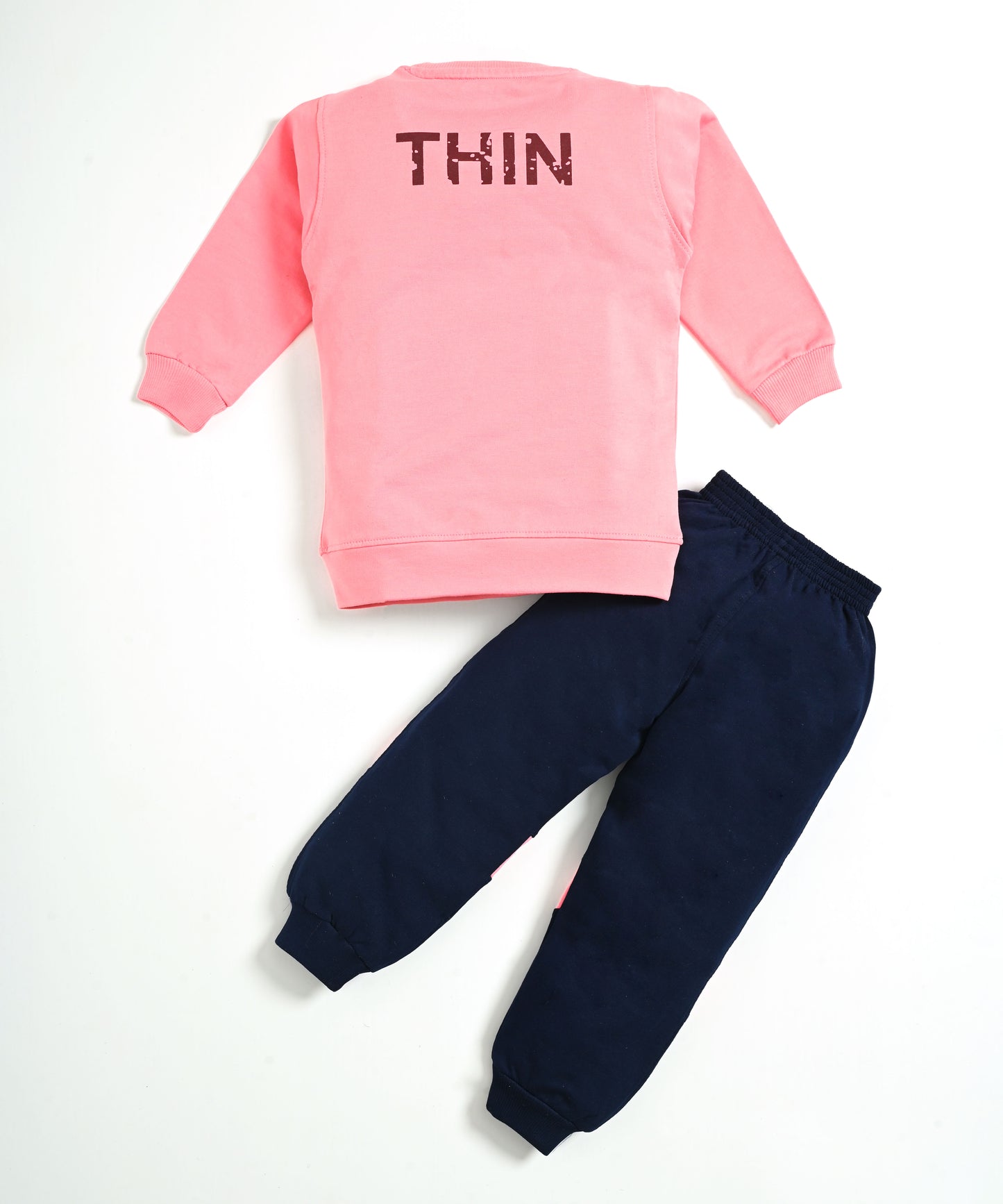 Nothing Full Sleeves Sweatshirt & Joggers Set | Pink