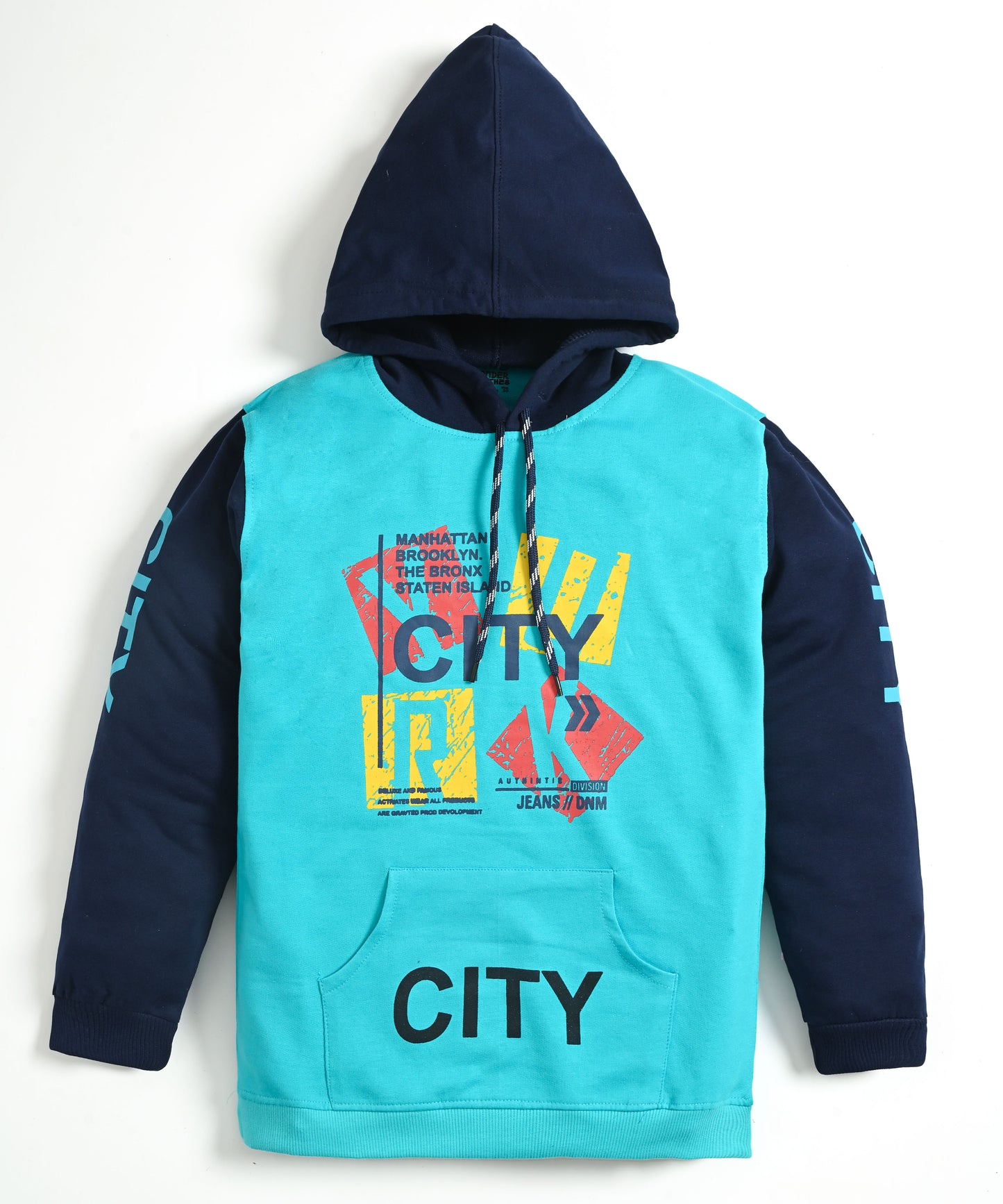 City Full Sleeves Hoodie Sweatshirt with Pocket | Blue